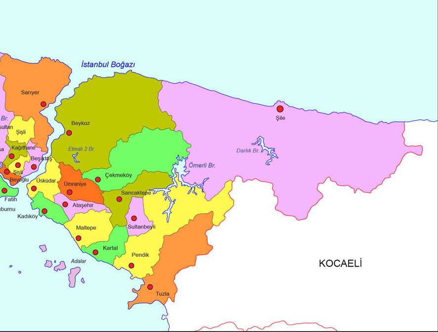  Районы средней части азиатской стороны Стамбула